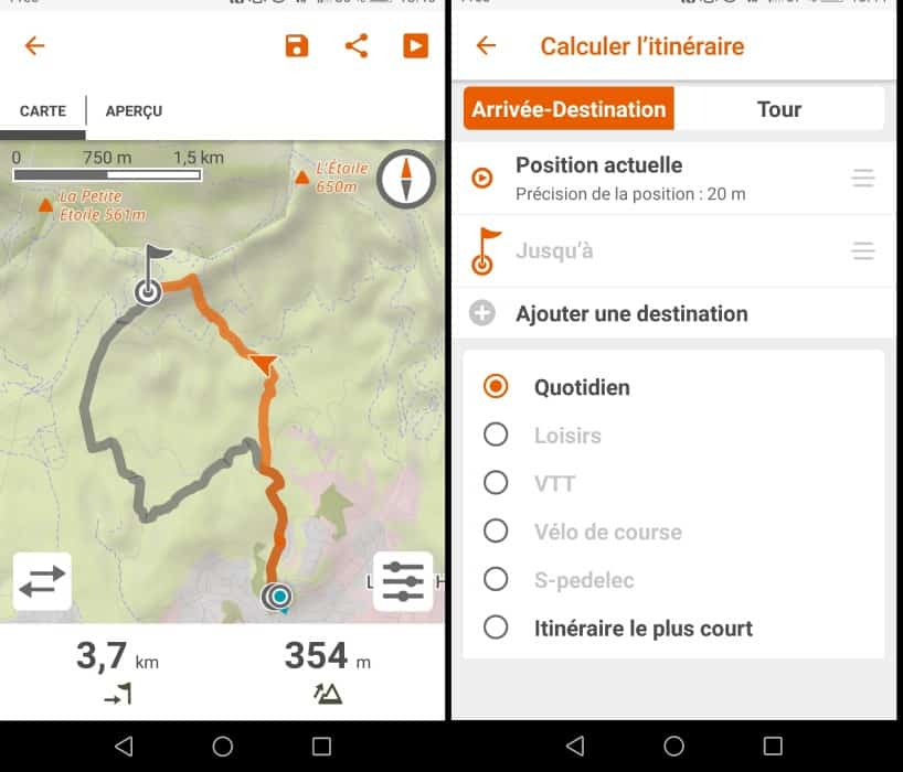 Itinéraire VTT Naviki