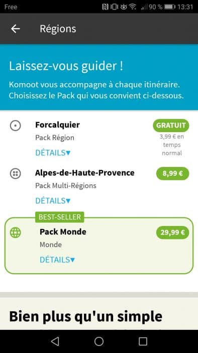 Packs payants Komoot