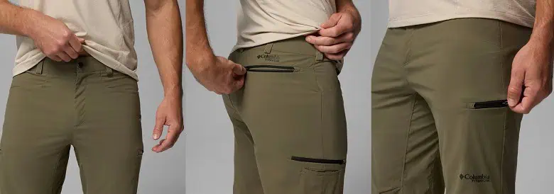 Vue du pantalon Cosmique Pro sous différents angles. Mannequin officiel Columbia.