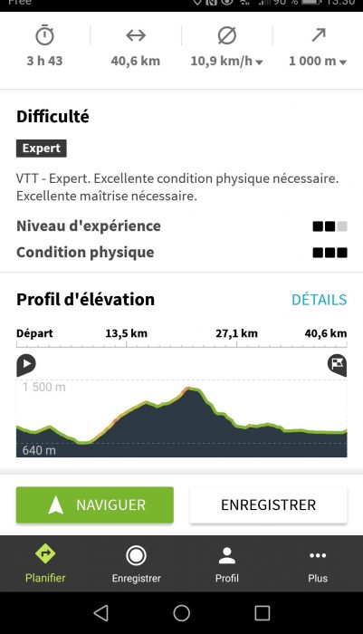 Profil itinéraire Komoot