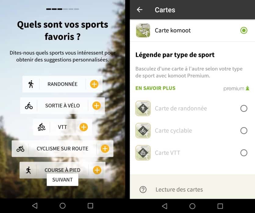 Type d'activité Komoot