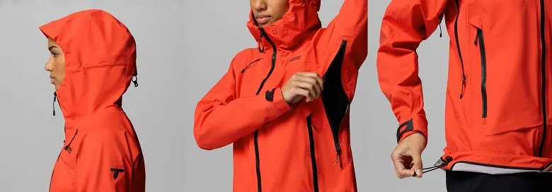 Présentation de différents accessoires sur la veste imperméable Columbia en test