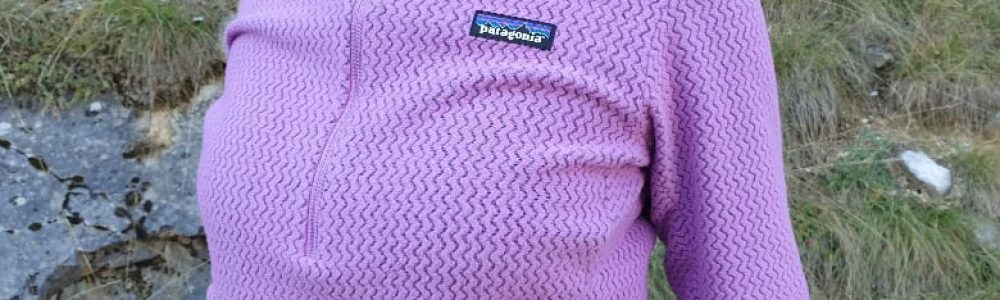 Gros plan sur l'avant de la polaire Patagonia testée